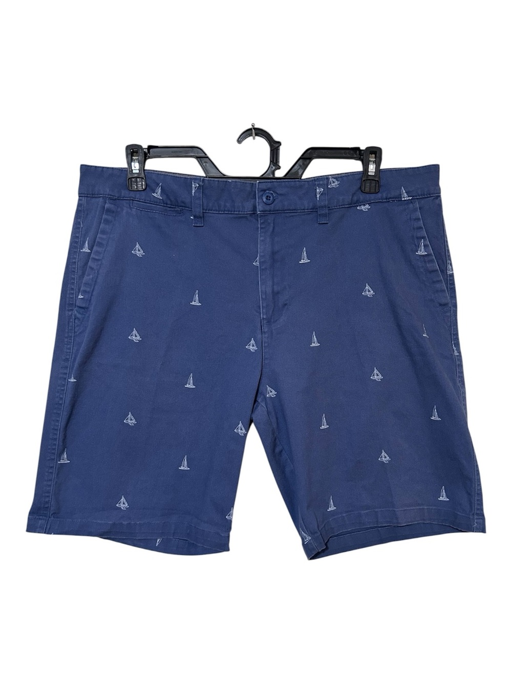 Rugby University Mens Size 38 Blue Sailboat Print Stretch Chino Shorts